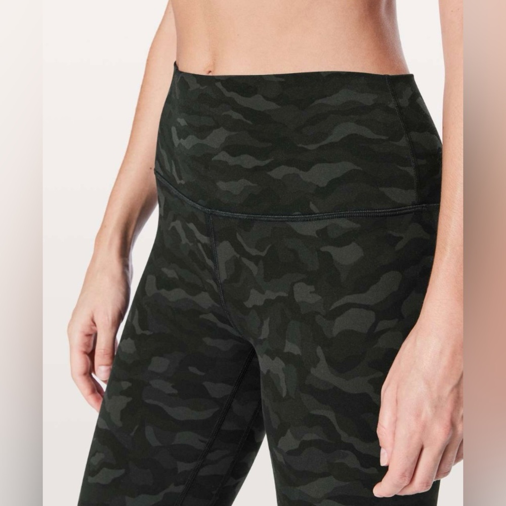 Lululemon Align Pant 25" Sequoia Camo Print Deep Coal Black Size 6
